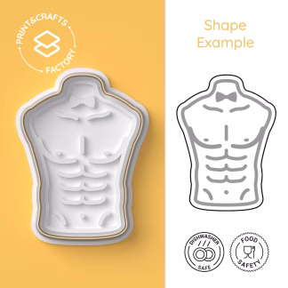 cortador_bolachas_abdominais masculinos_cortante + resultado final_by_printandcrafts factory Cortador de Biscoitos Abdominais Masculinos